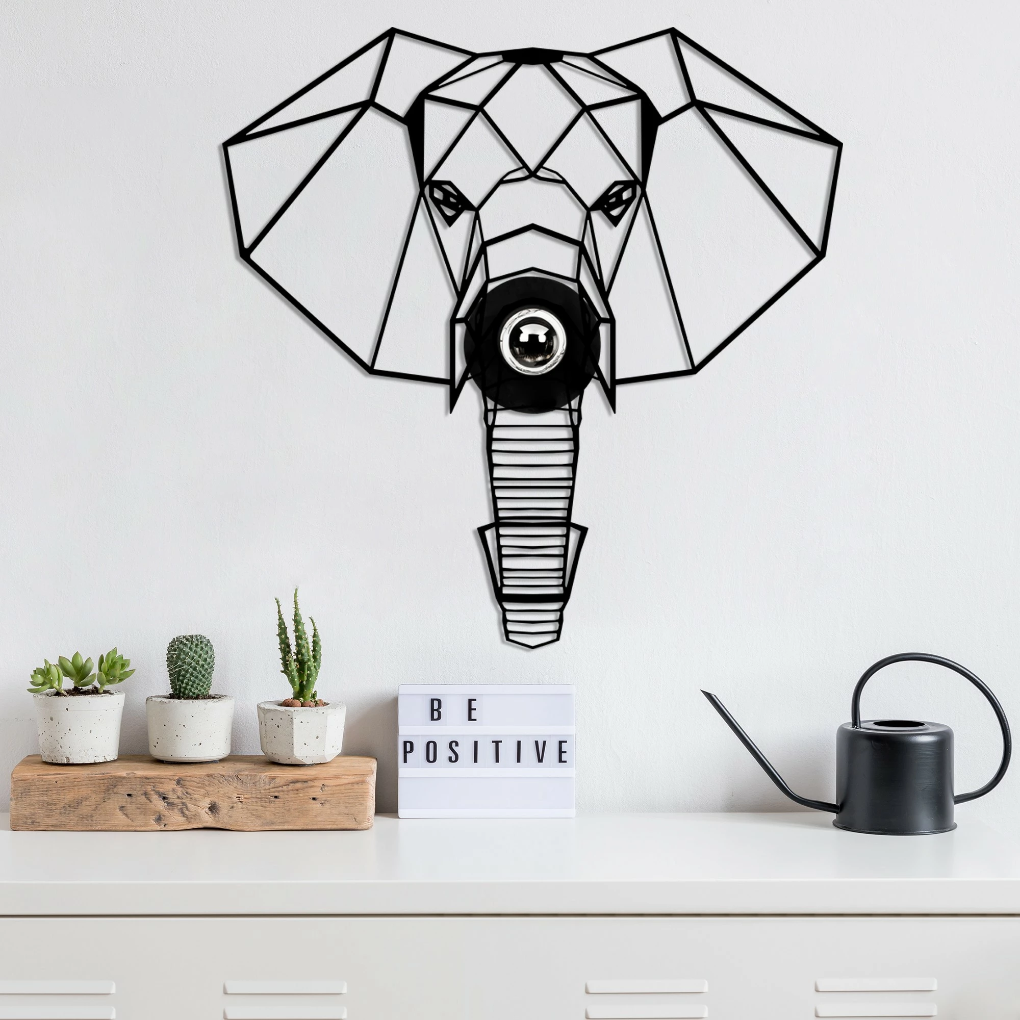 Llambë muri Opviq, ngjyrë e zezë, model elefant, W-034
