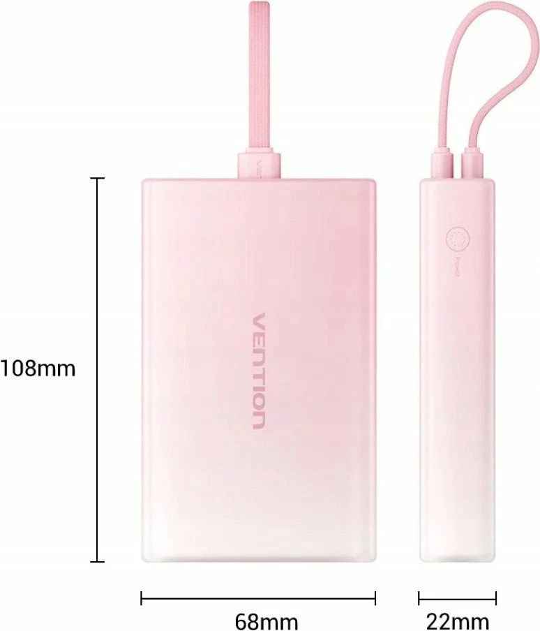 Powerbank Vention FHZJ0 10000mAh 22.5W me display, kafe (bakër)