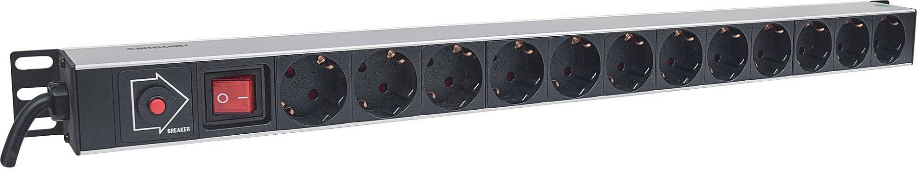 Shirit prizash rack Intellinet 714044, 1U, 12x Type F (Schuko), 1.8m, 16A, i zi