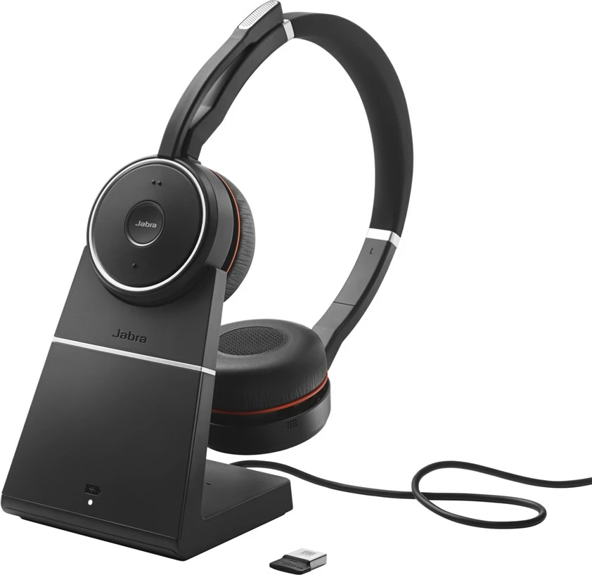 Kufje Jabra Evolve 75 SE UC me bazë karikimi, Wireless & USB, Stereo, e zezë