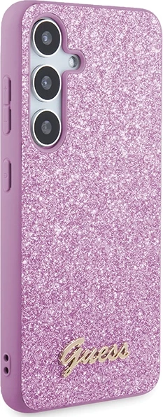 Mbështjellës Guess Glitter Script për Samsung Galaxy S24+, vjollcë
