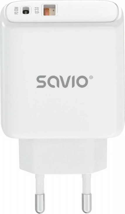 Karikues muri Savio LA-06, 30W, USB-A & USB-C, Bardhë