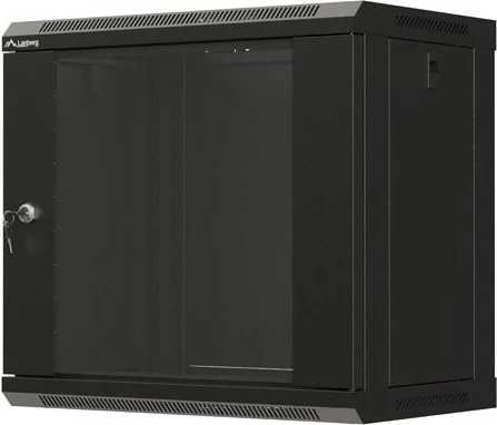 Kabinet rack LANBERG 19" 9U 540x350, derë xhami, i zi