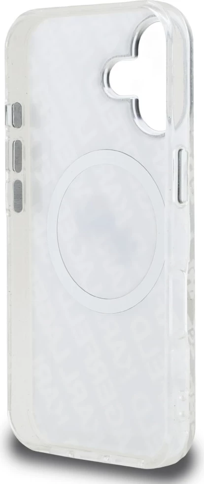 Mbështjellës MagSafe Karl Lagerfeld IML Glitter Karl & Choupette Heads Logo për iPhone 16, hardcase TPU/PC, gri, me kuti