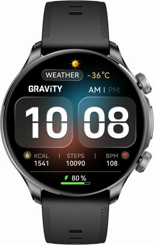Smartwatch Gravity GT35-1, dy rripa, e zezë