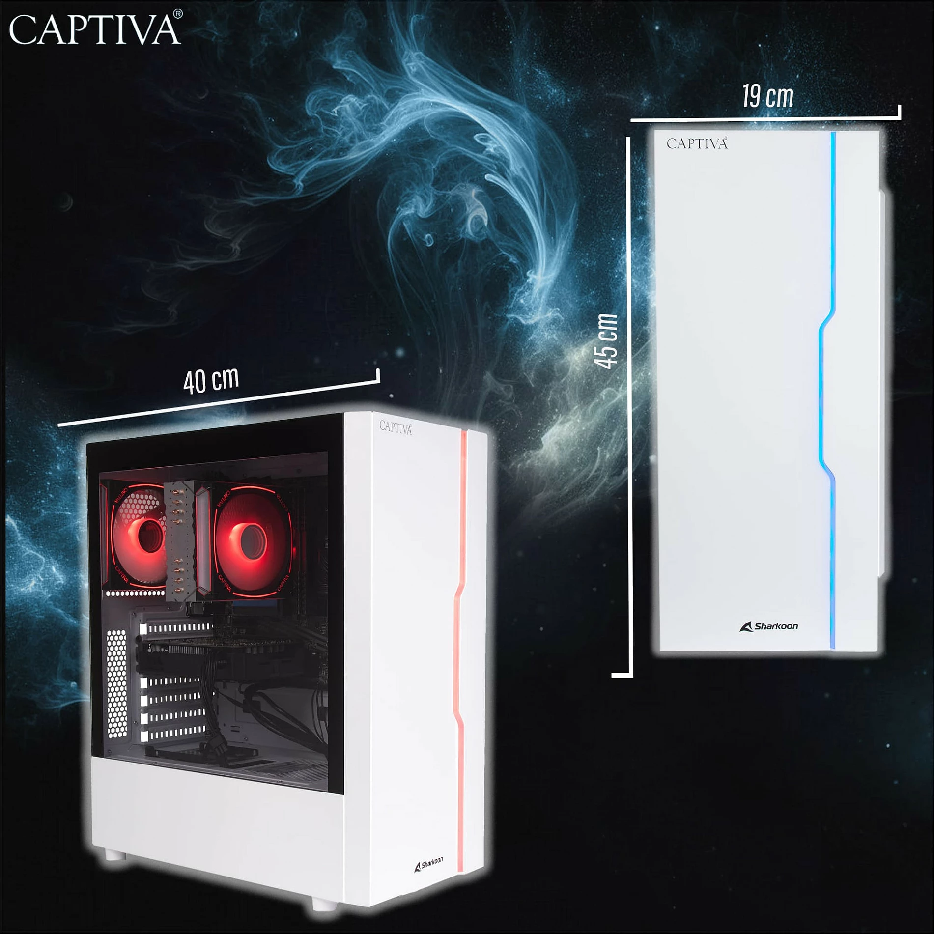 Kompjuter gaming Captiva Advanced R92-912, Ryzen 7 5700X, 32GB RAM, 1TB SSD, RTX 5060, Windows 11, bardhë