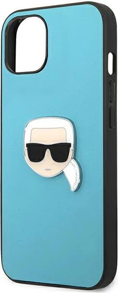 Mbështjellës Karl Lagerfeld KLHCP13SPKMB për iPhone 13 mini, lëkurë, blu