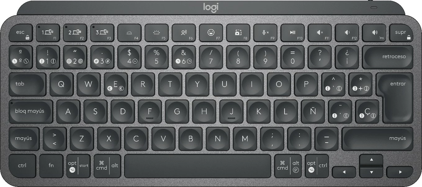 Tastierë Logitech MX Keys Mini, Wireless, RF Wireless + Bluetooth, QWERTY, LED, Grafit