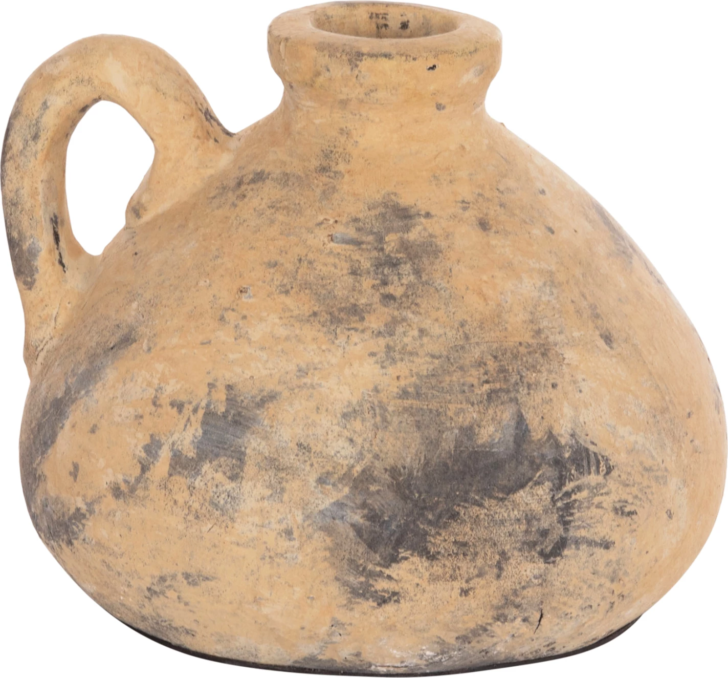 Vazo dekorative tavoline VERMO, terrakotë, bezhë e fërkuar, Φ22x17Hcm