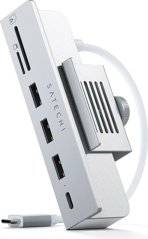 Hub USB-C Satechi Clamp Hub Pro ST-UCICHS, 6-në-1, për iMac, argjend