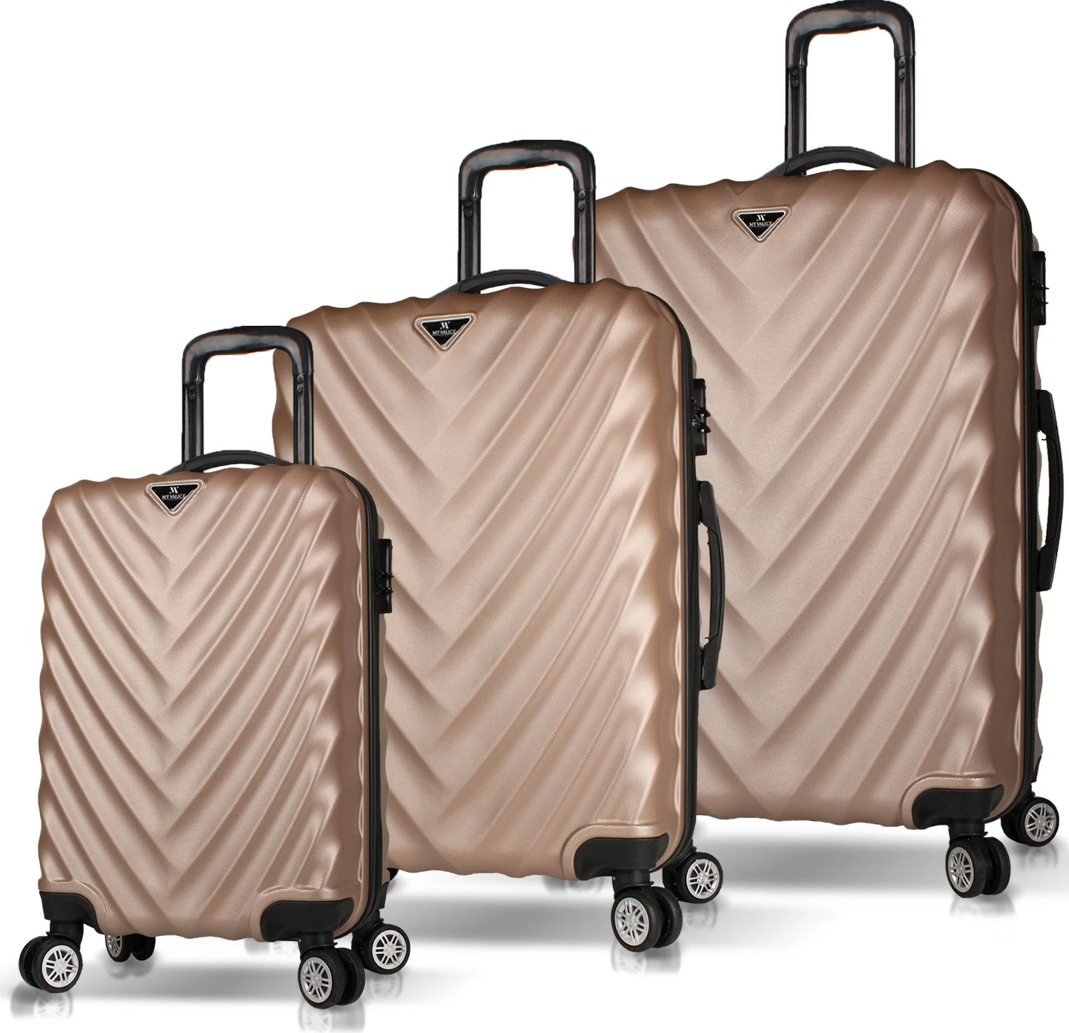 Set valixhesh (3 copë), ngjyrë ari, Zoozie Bags, 6593