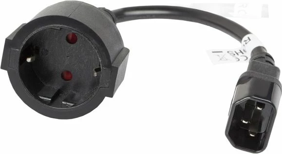 Kabllo rryme Lanberg CA-C14E-10CC-0018-BK, IEC 320 C14 në Schuko femër, 20 cm, e zezë