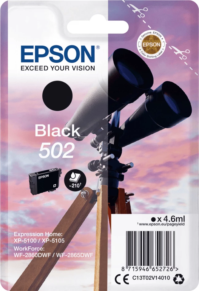 Kartush bojë, Epson, 502XL C13T02W14010, 9.2 ml, deri 550 faqe, e zezë