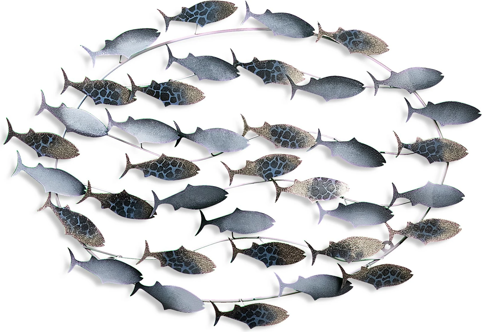 Aksesor dekorativ metalik për mur, Wallity, Alabalık 3, shumëngjyrësh, 94x58x4cm