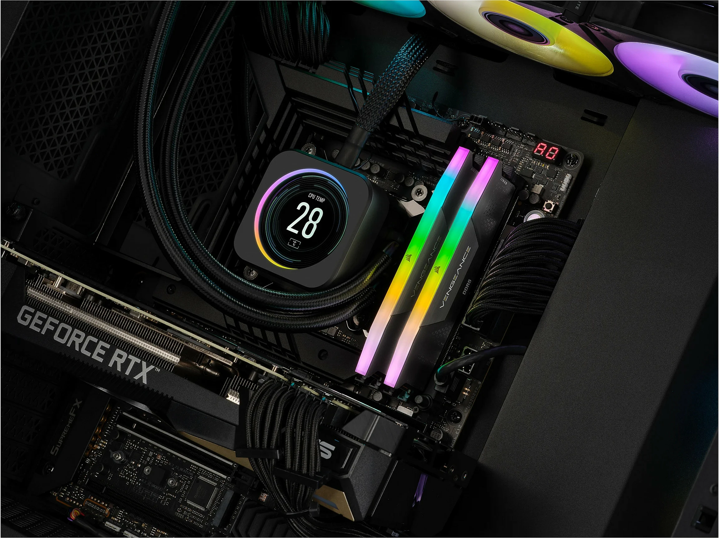 RAM Memorje Corsair Vengeance RGB CMH32GX5M2B6000C38, 32GB (2x16GB) DDR5 6000MHz, RGB Multicolor