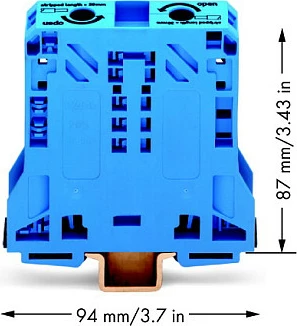 Klemë kaluese 2-përçueshe WAGO 285-154, 50 mm, blu
