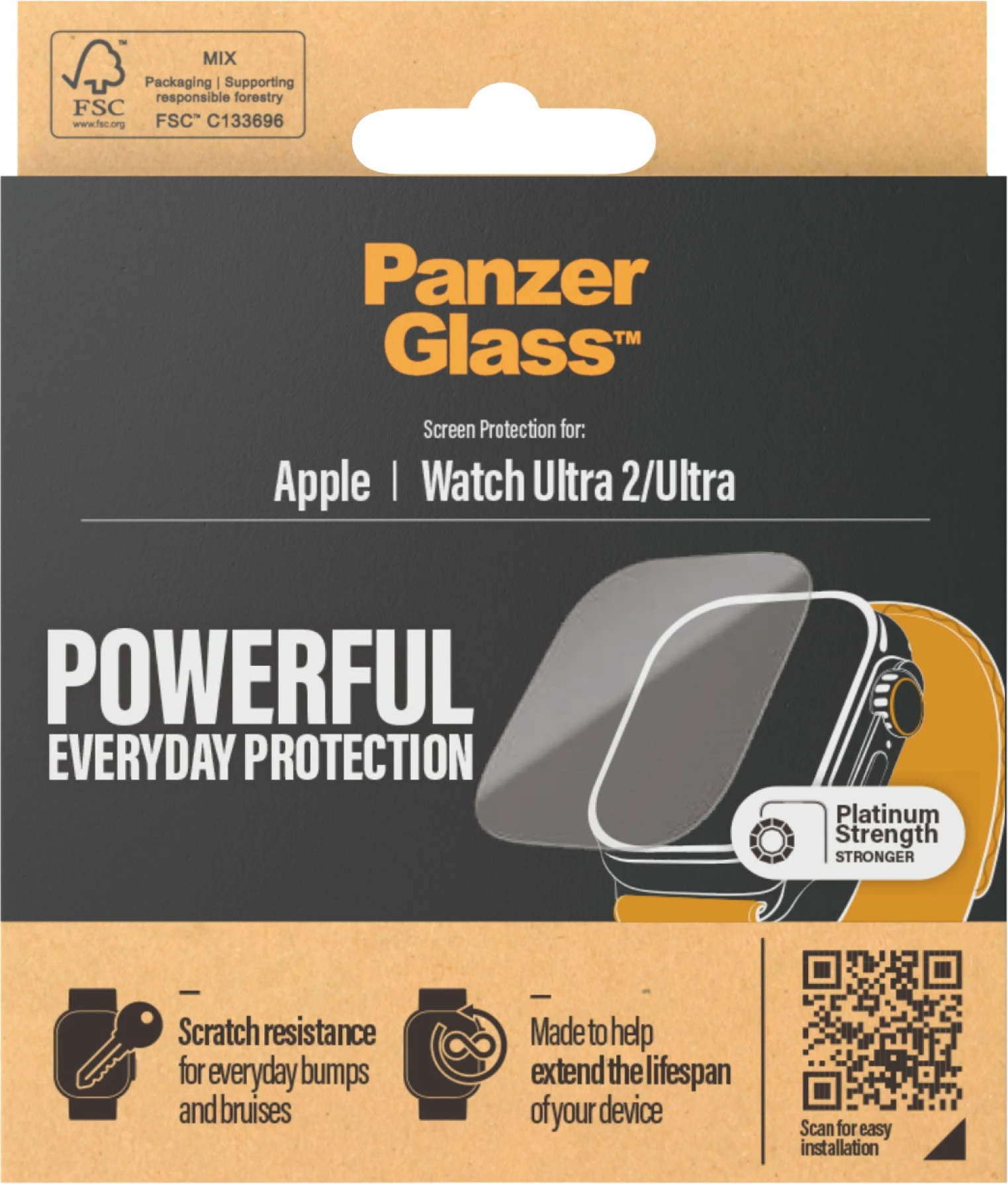 Mbrojtës ekrani PanzerGlass për Apple Watch Ultra 49mm, transparent