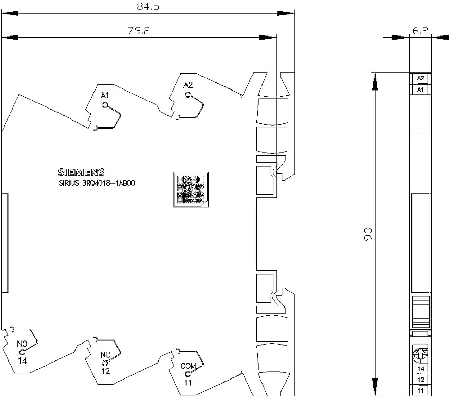 Kopler dalje Siemens 3RQ4018-1AB00, 24V AC/DC, 1 kontakt ndërrues, lidhje me vida