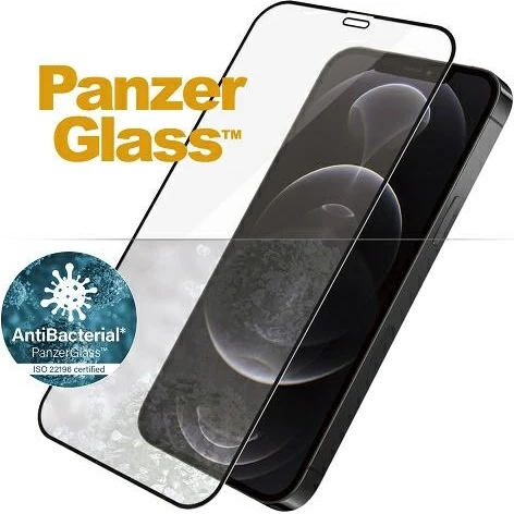 Xham i temperuar PanzerGlass E2E Super+ Microfracture për iPhone 12/12 Pro, me kornizë të zezë