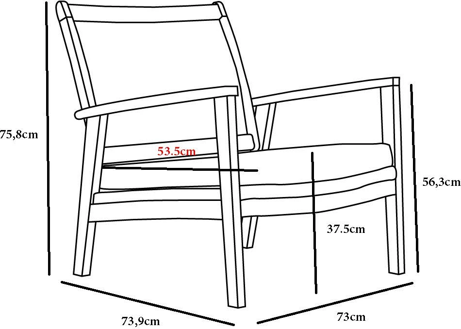Karrige Salsa me jastëk, ngjyrë e zezë, 74.5x73x75.8