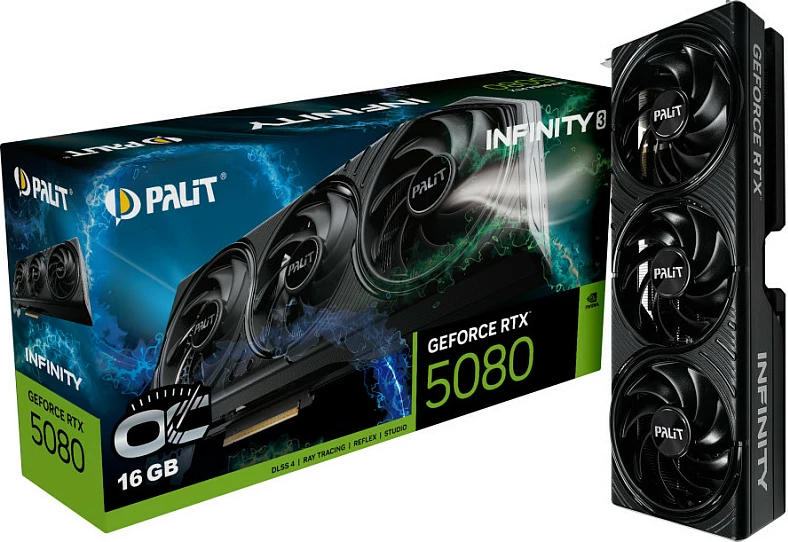 Kartelë grafike Palit GeForce RTX 5080 Infinity 3 OC, 16GB GDDR7, e zezë