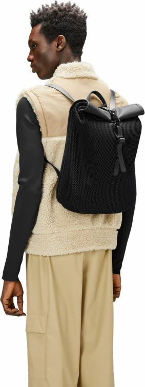 Çantë shpine Rains, modeli Rolltop Rusksack Mesh Mini, e zezë [Madhësia: Standarde]