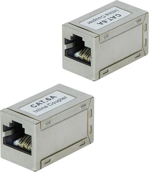 Adapter bashkues RJ45 LogiLink Cat.6A, inline mini, i blinduar