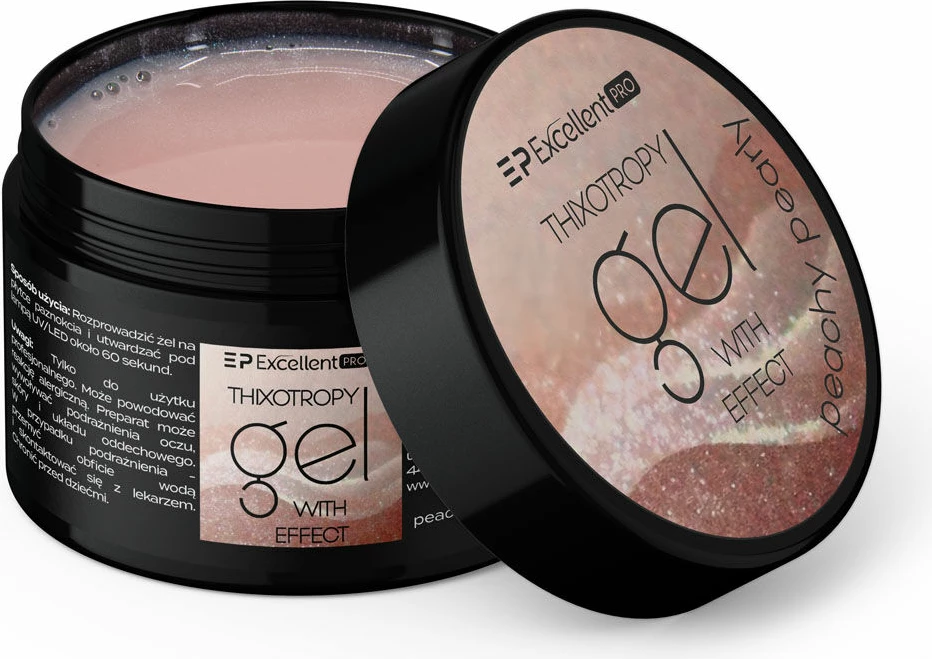Xhel ndërtues për thonj për femra Excellent PRO Thixotropy Gel With Effect Peachy Pearly, 50g