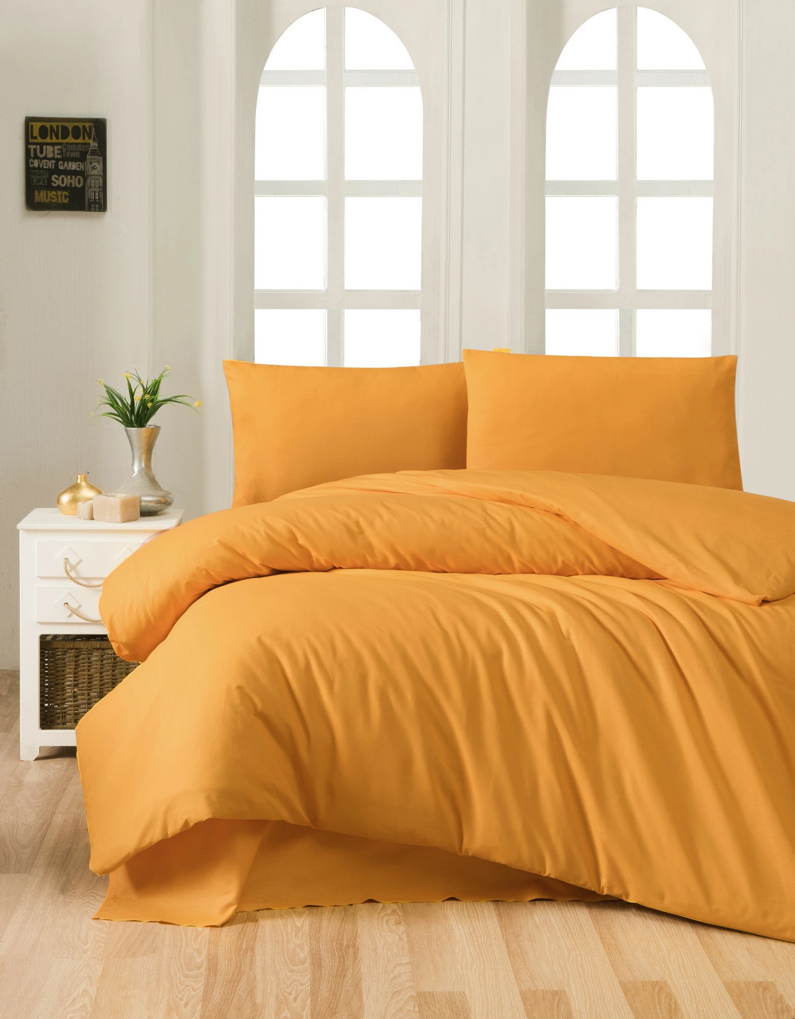Set mbulesë për jorgan dopio, ngjyrë mustard, L'essentiel