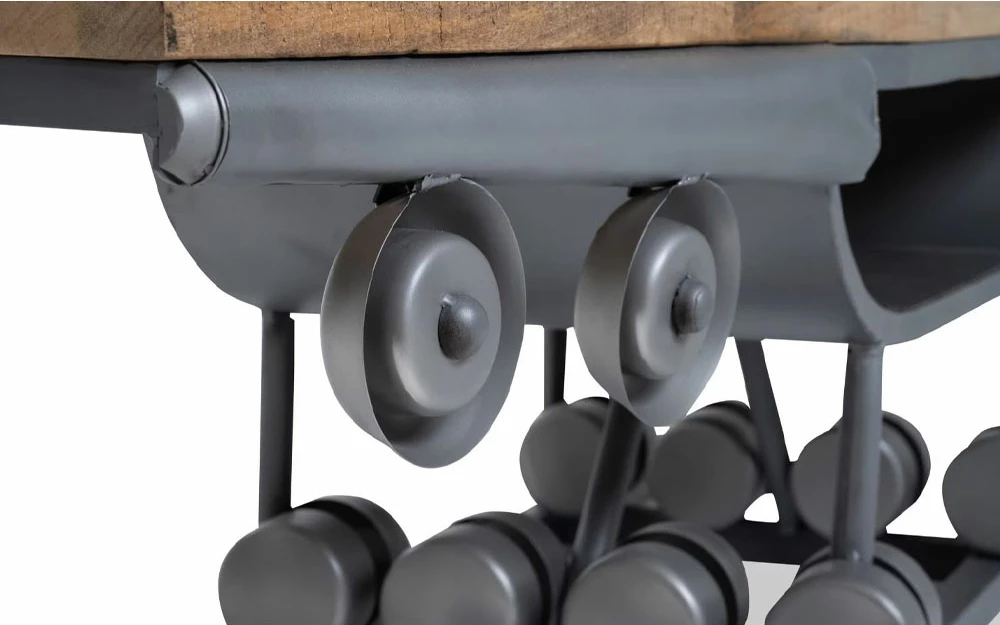 Mbajtës TV Wings, metal gunmetal, dru mango natyral, 188x44x44 cm