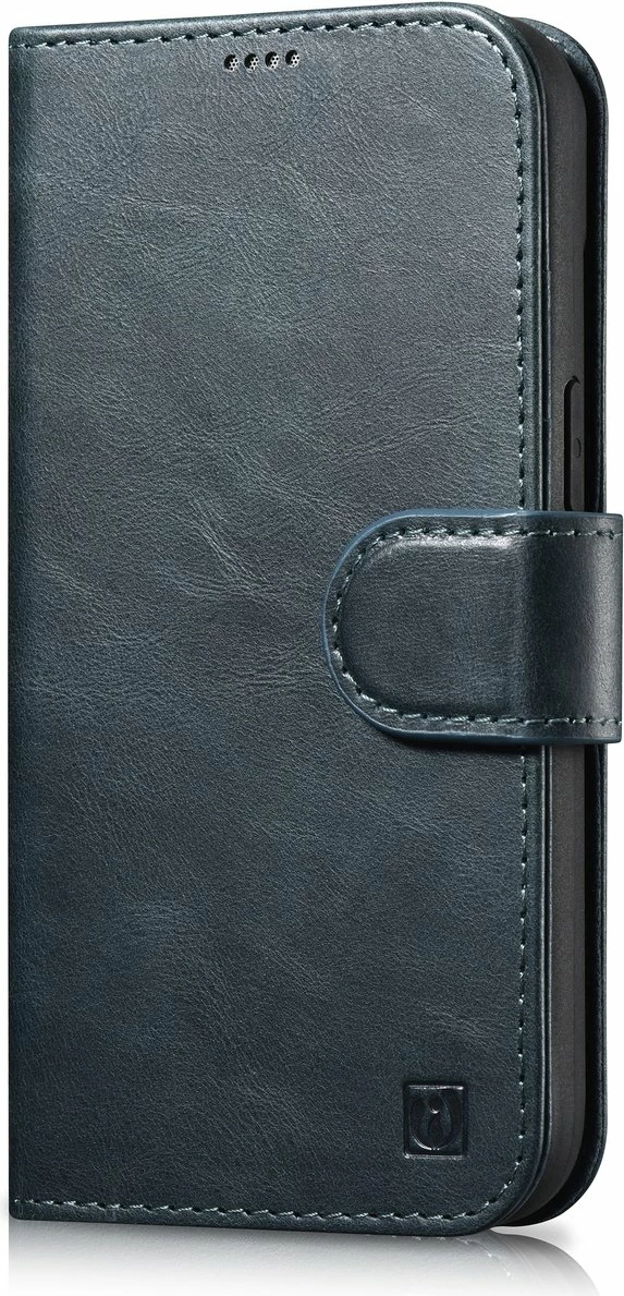 Mbështjellës iCarer Oil Wax Wallet 2in1 për iPhone 14 Pro Max, lëkurë, Anti-RFID, blu