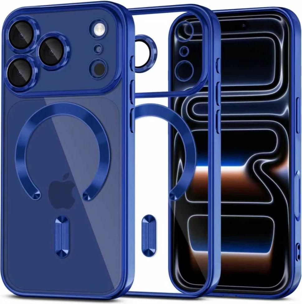 Mbështjellës Tech-Protect MagFlex për iPhone 17 Pro, MagSafe, i tejdukshëm, blu navy, 1 copë