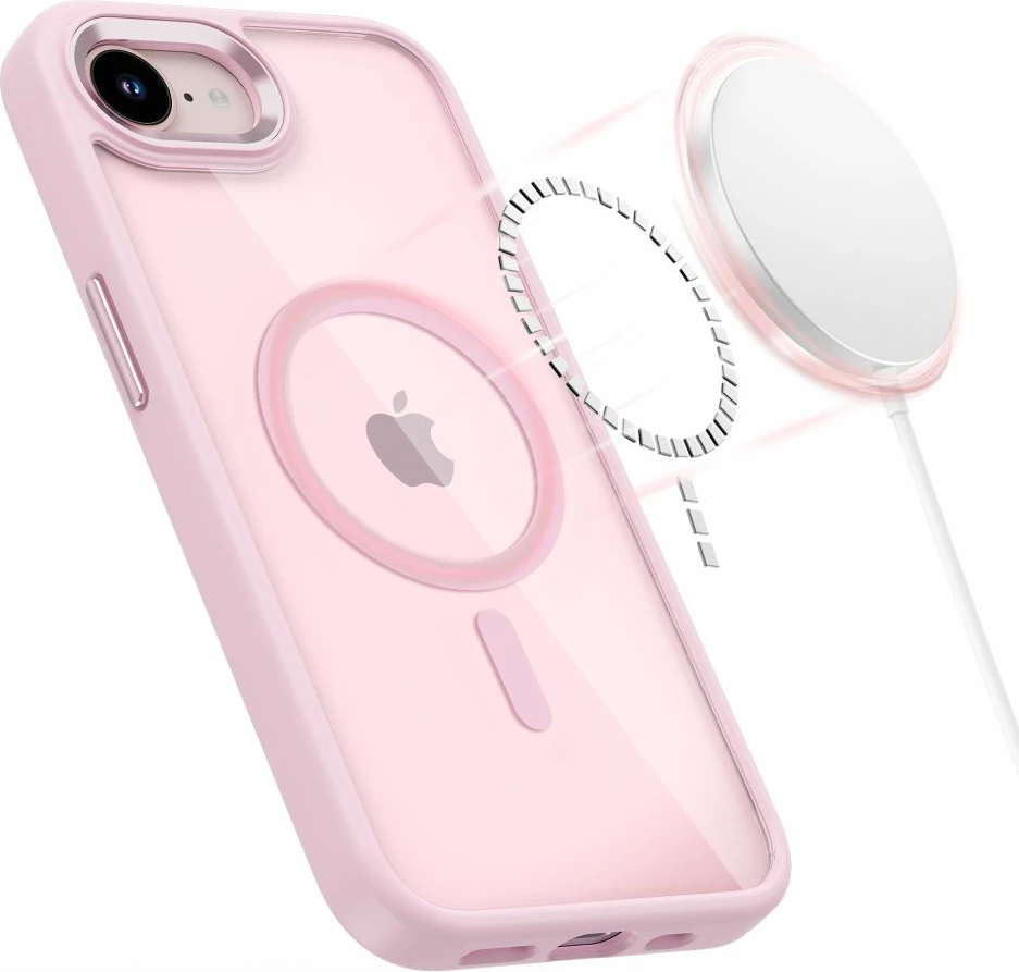 Mbështjellës Tech-Protect Magmat MagSafe për iPhone 16e/17e, TPU+PC, rozë transparente, 1 copë