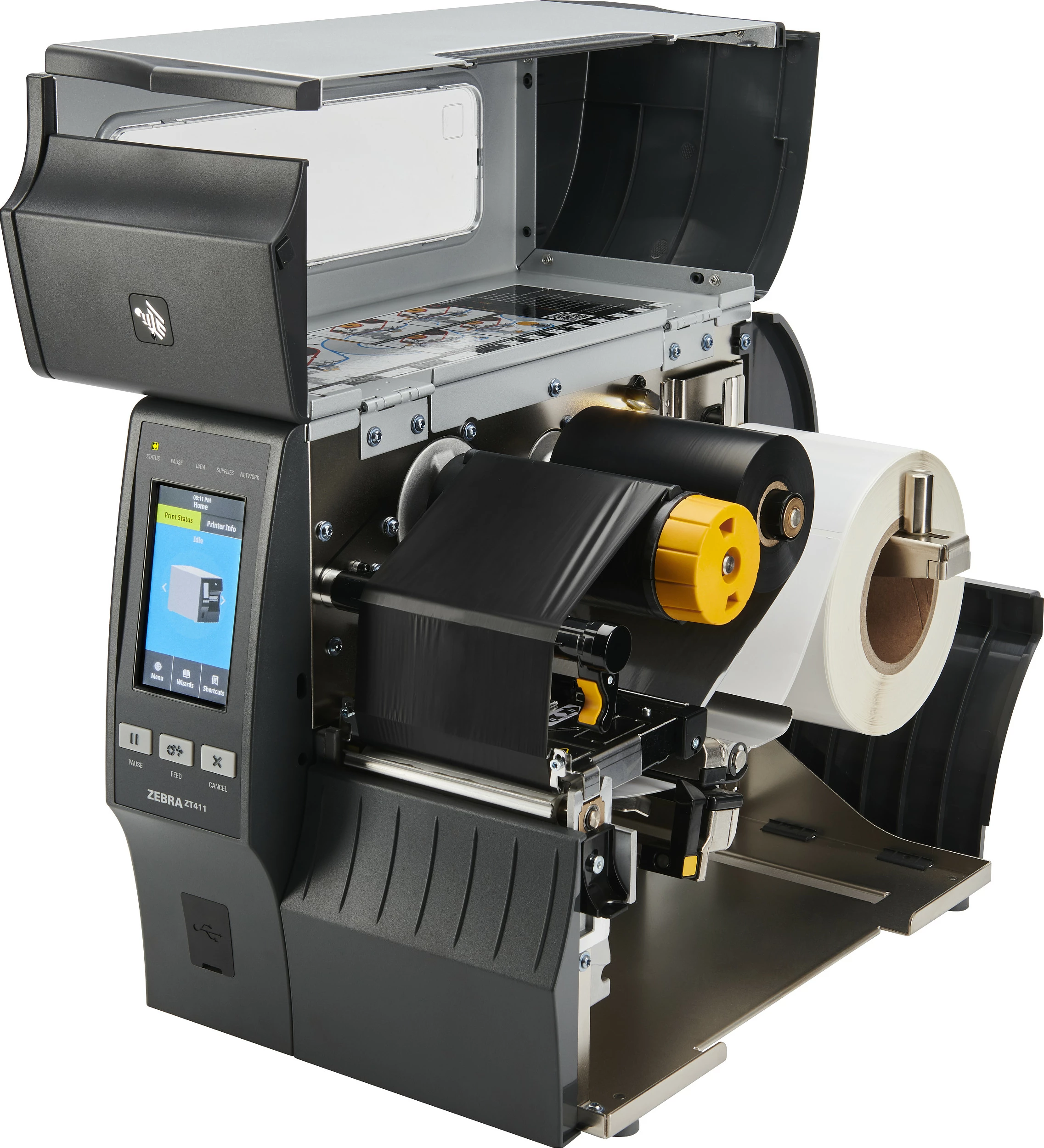Printer etiketash Zebra ZT411, 300 DPI, 10.4 cm, Direct Thermal/Thermal Transfer, Bluetooth/Ethernet, zi/gri