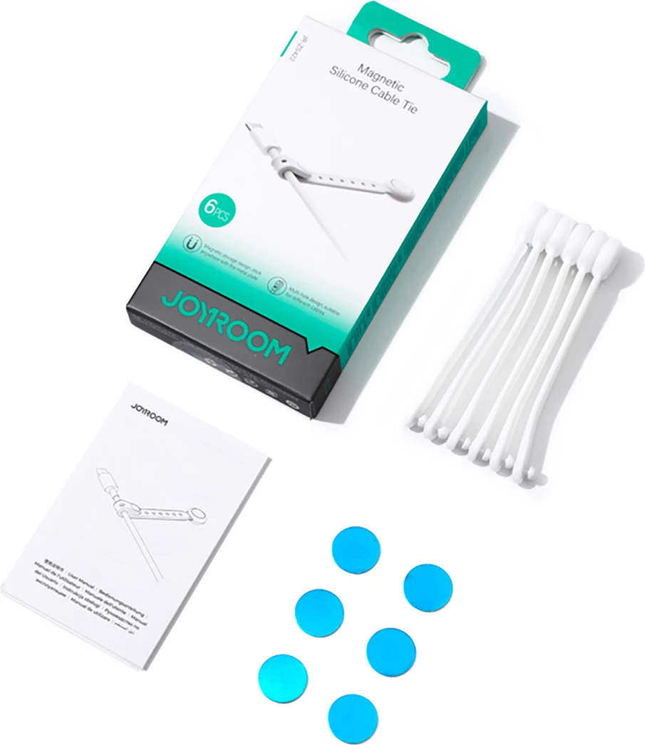 Set rripa magnetikë për kabllo Joyroom JR-ZS422, silikon, 6 copë, Bardhë