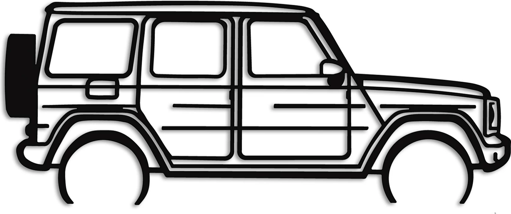 Aksesor dekorativ metalik për mur, Wallity, Mercedes G-Class, ngjyrë e zezë, 73x30cm