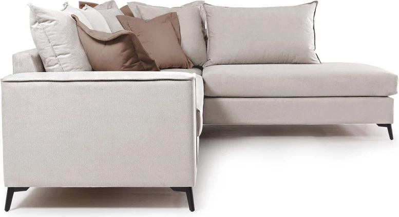 Divan qoshe Romantic qoshe e majtë, material krem-moka, 290x235x95cm