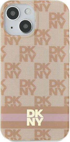 Mbështjellës DKNY IML Checkered Mono Pattern & Printed Stripes MagSafe për iPhone 15/14/13, Rozë