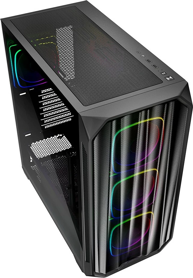 Kasë Sharkoon AK5M RGB, Midi Tower, xham i temperuar, RGB, e zezë