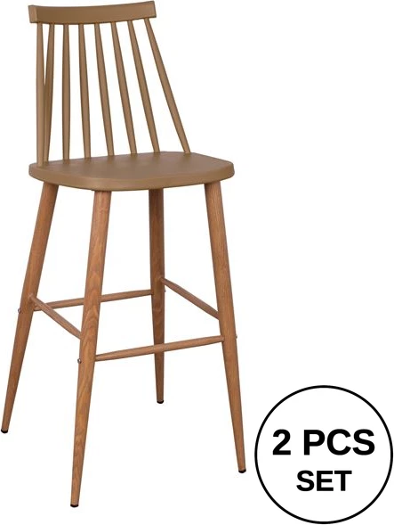 Karrige për bar Vanessa, ngjyrë kapuçino, 43x49x107 cm, set prej 2 copë