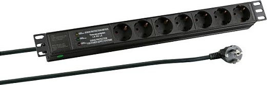 Rrymëzgjatës EFB Elektronik EK631DE.3, 7 priza, 2 m, Type C, 16A, i zi