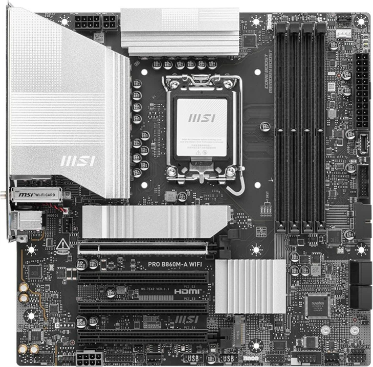 Pllakë amë MSI PRO B860M-A WIFI, Intel B860, micro ATX, E zezë