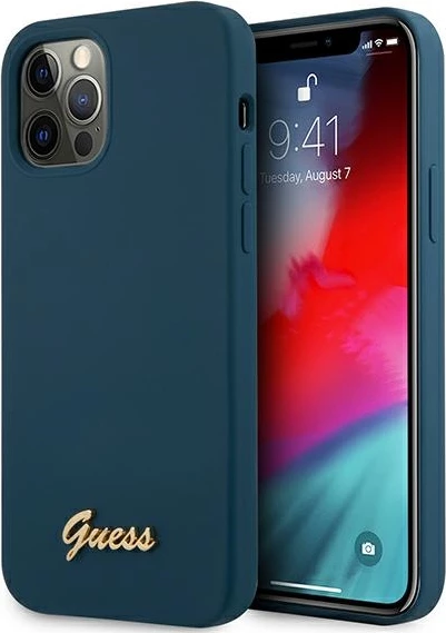 Mbështjellës Guess GUHCP12LLSLMGBL për iPhone 12 Pro Max 6.7", silikon, kaltër