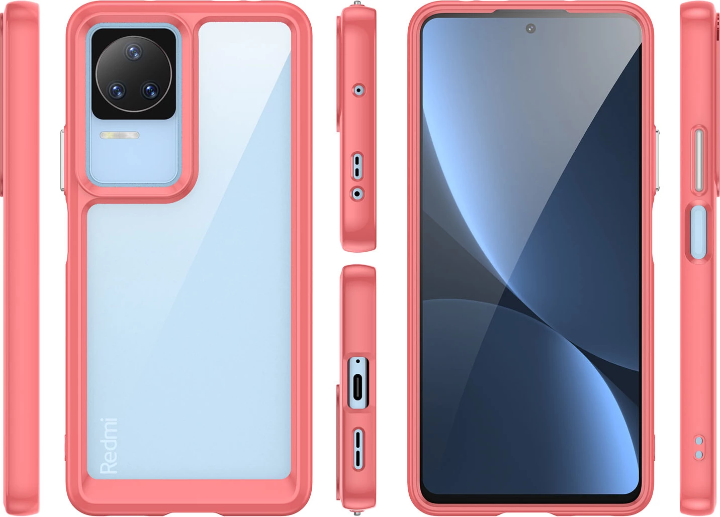 Mbështjellës Hurtel Outer Space Case për Xiaomi Poco F4 5G, kornizë fleksibile, i kuq