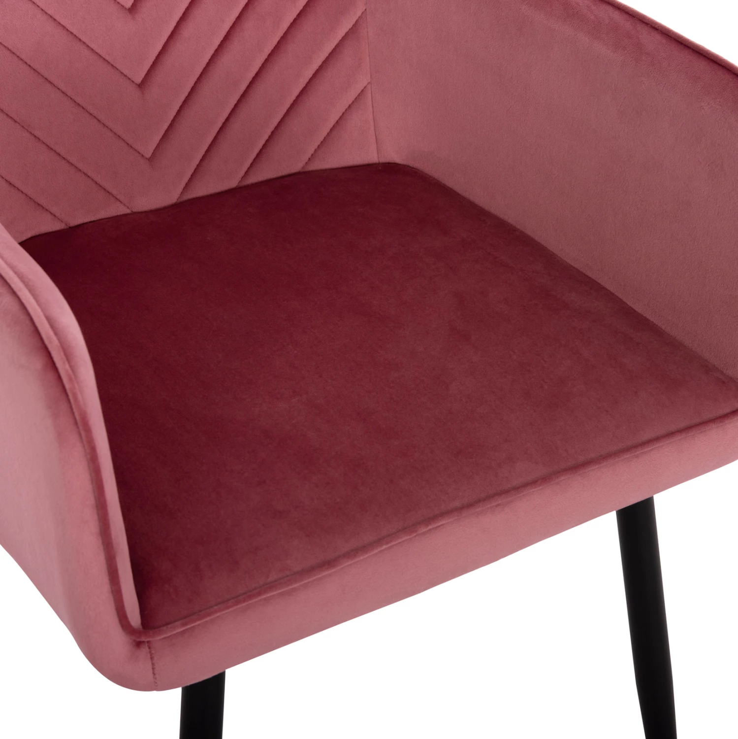 Karrige ngrënieje me krahë LATRELL, kadife rozë e zbehtë, këmbë metalike të zeza, 54x57x84cm, set prej 2 copash