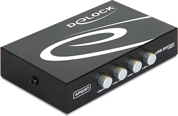 Switch USB DeLOCK 87634, 4x USB 2.0 Type-B në 1x USB 2.0 Type-A, i zi