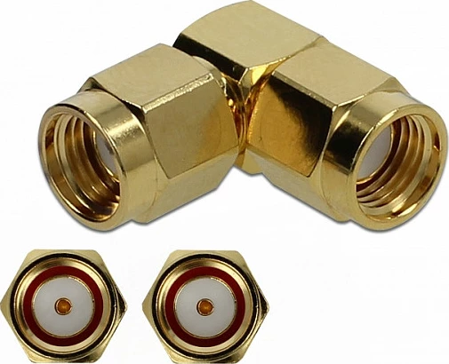 Adapter DeLOCK RP-SMA në RP-SMA, 90°, 10 GHz, i artë