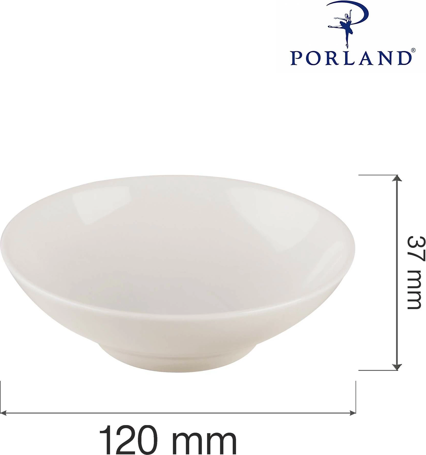 Tas porcelani Porland Dove 120 mm, krem, set 6 copë