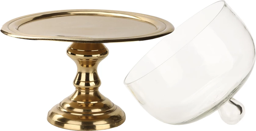 Kupë BRILLER me kapak, alumin e xham, ngjyrë ari, 23x23x27cm