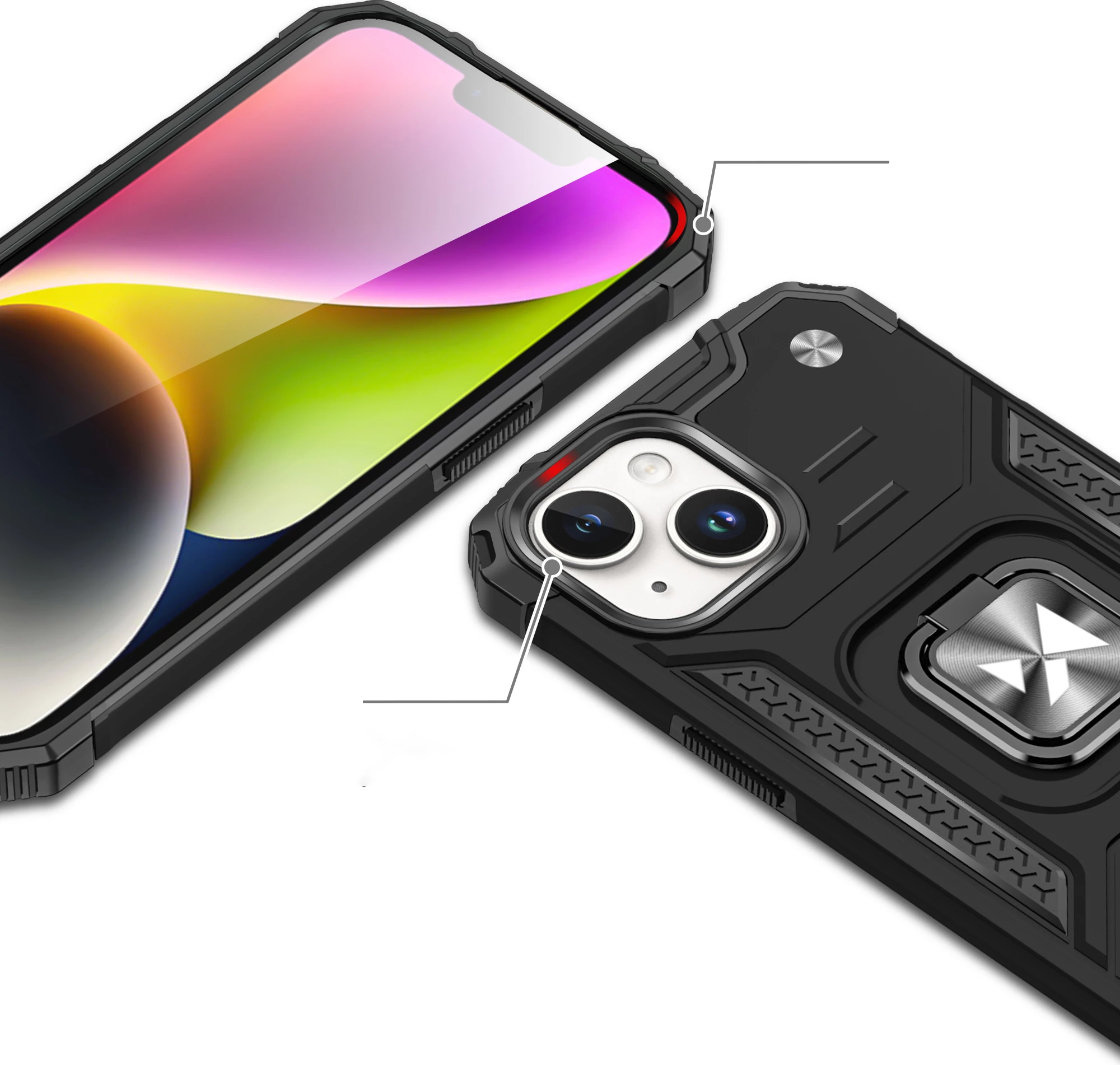 Mbështjellës Wozinsky Ring Armor për iPhone 15 Plus, me mbajtëse unaze, argjendtë